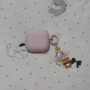 Soft Pink Earbud Case with Cute Charm